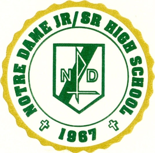 notredame-e-s Green and yellow Notre Dame High School logo