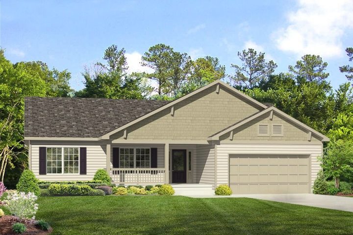 Rendering of Lexington ranch home with garage